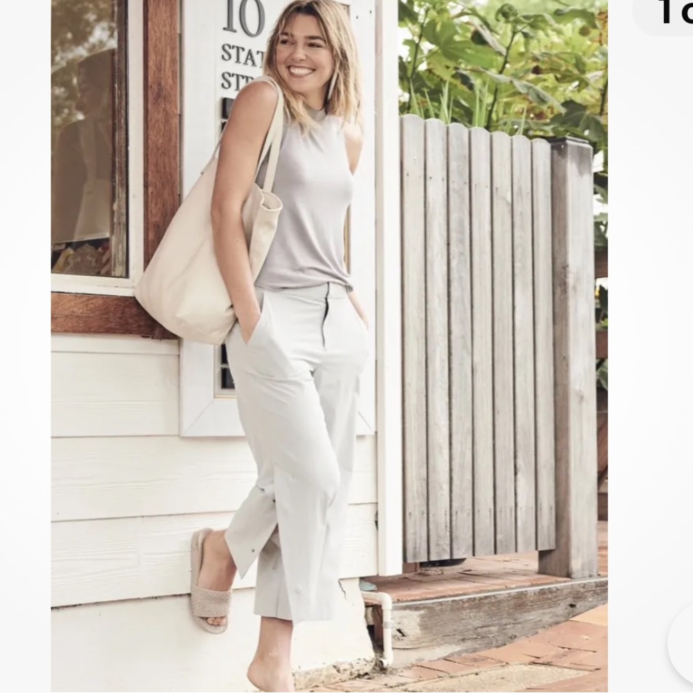 Athleta light gray tribecca crop pants side slits size 4 - Picture 2 of 8